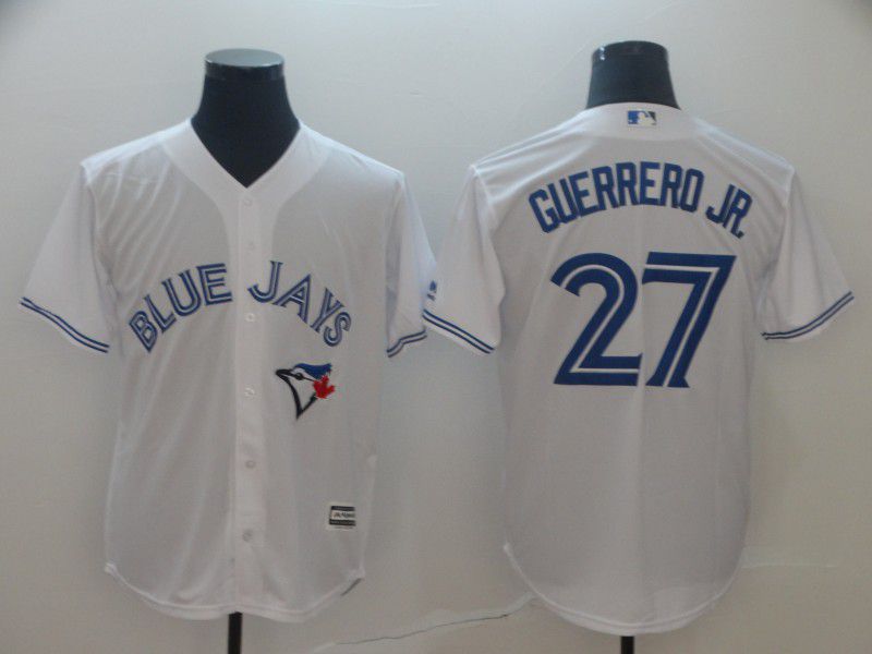 Men Toronto Blue Jays 27 Guerrero jr White Game MLB Jersey
